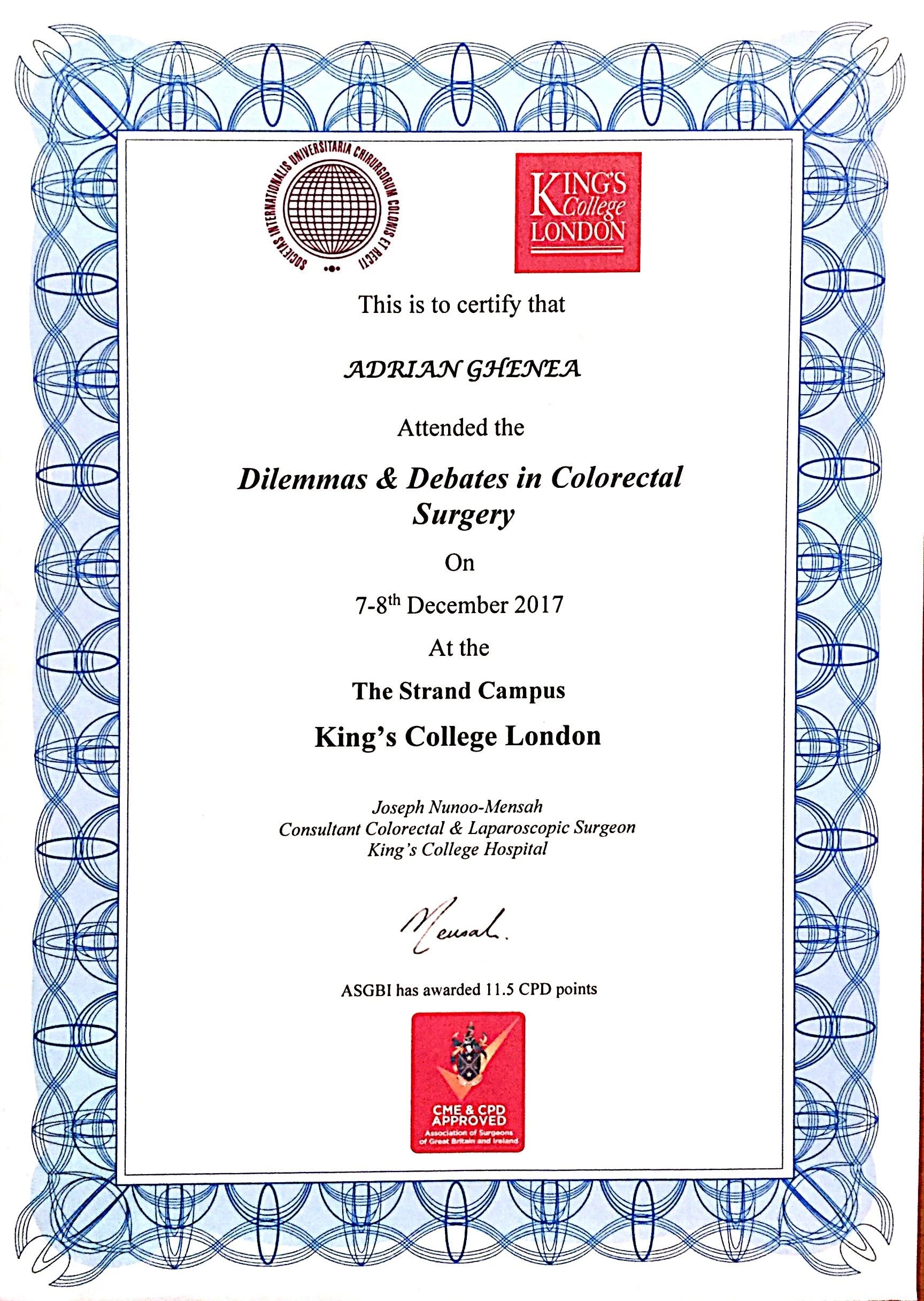 Dilemmas & Debates in Colorectal Surgery – King's College London — King's College London, The Strand Campus